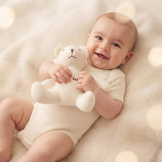 Personalised Bear & Baby Grow Gift Set - Cashmere Duck