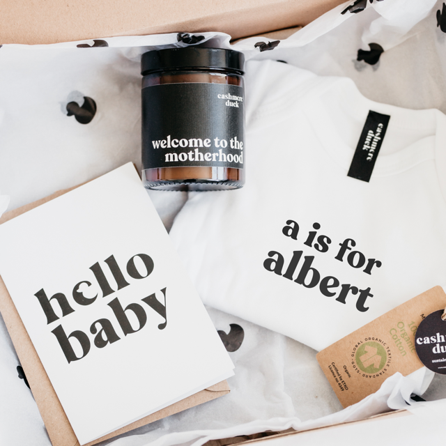 Personalised New Baby & Mum Eco, Neutral Gift Set